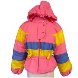 LOVESHACKFANCY NWT Modena enchanted rainbow jacket -small -pink/yellow/purple